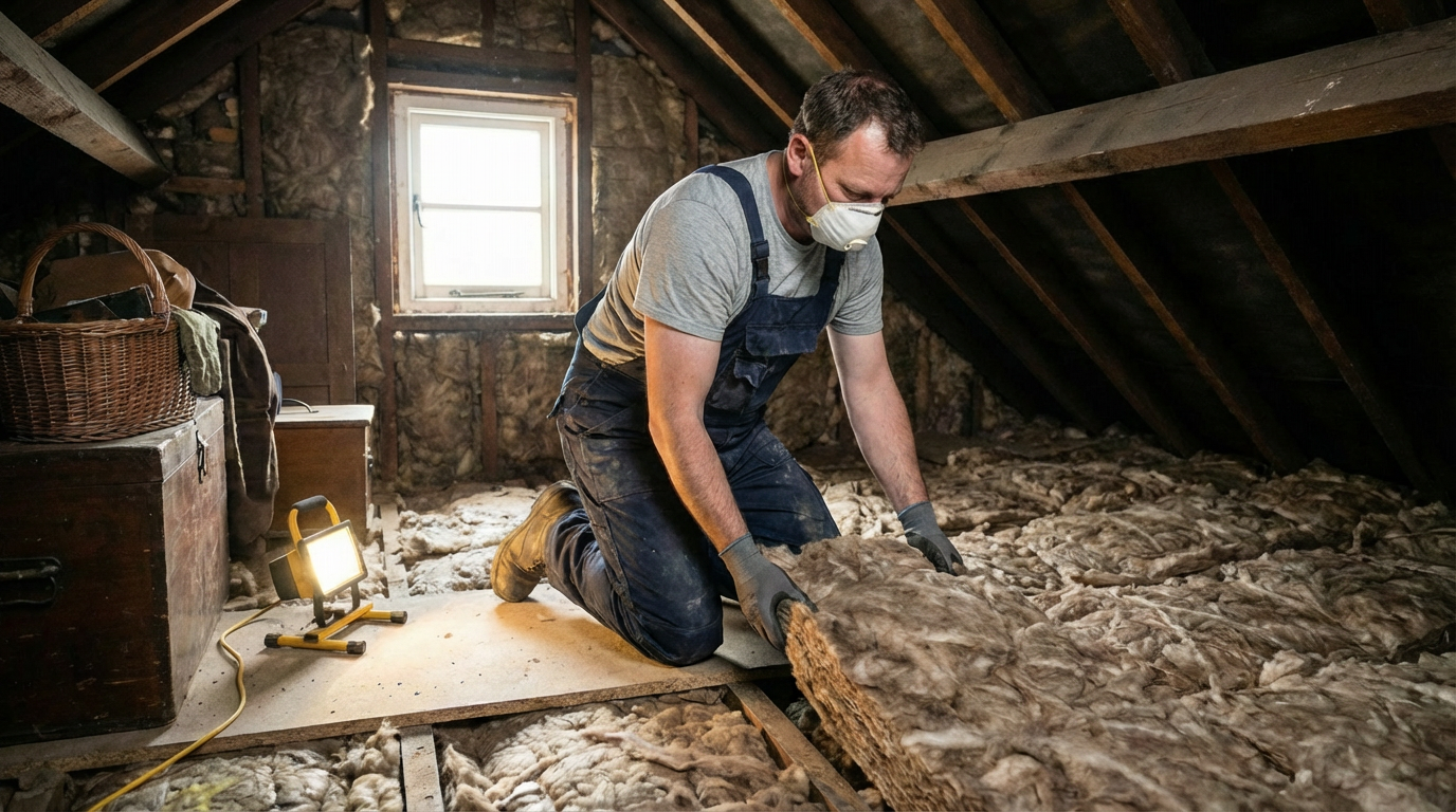 Knauf Wool loft insulation installation in Bristol